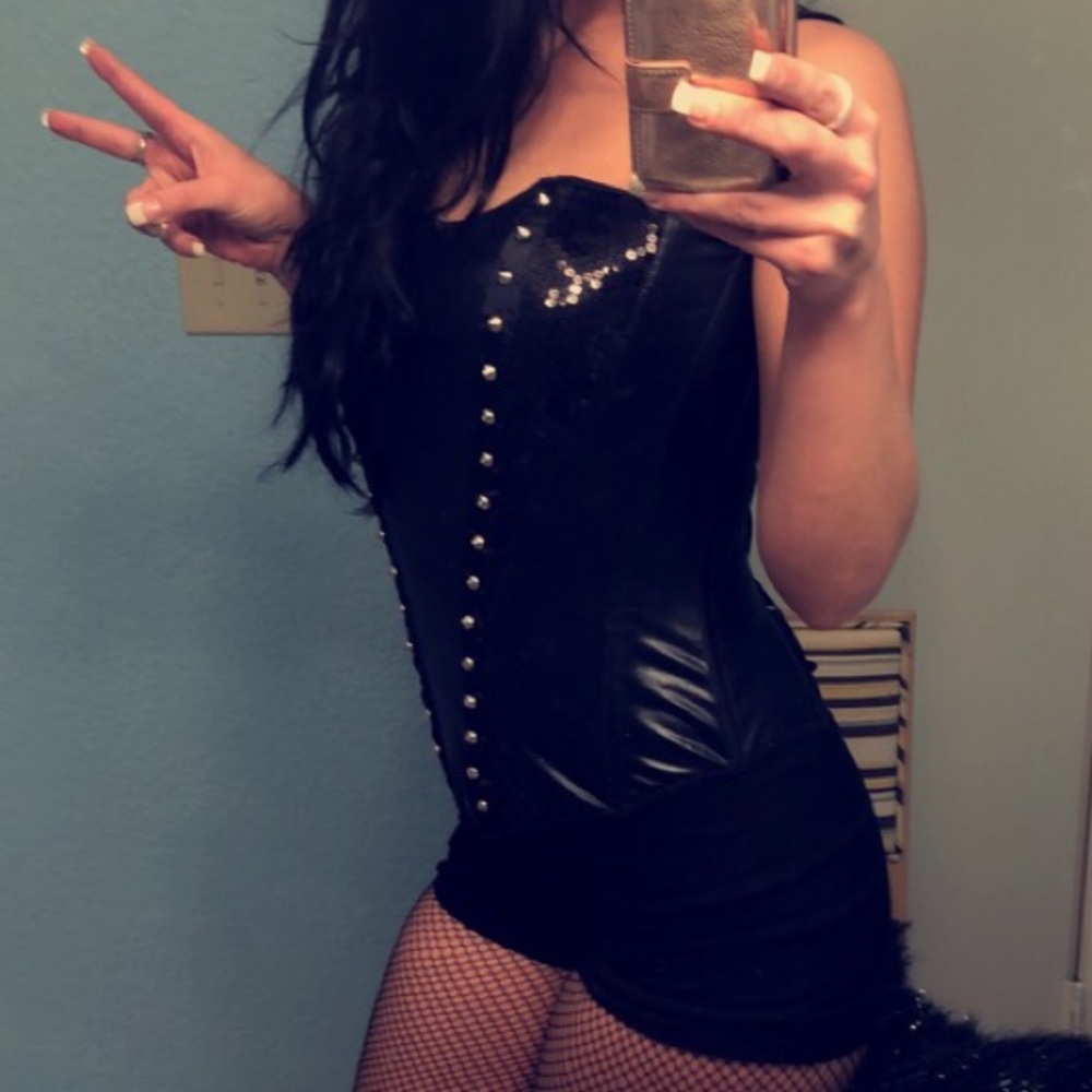 Studded black corset top